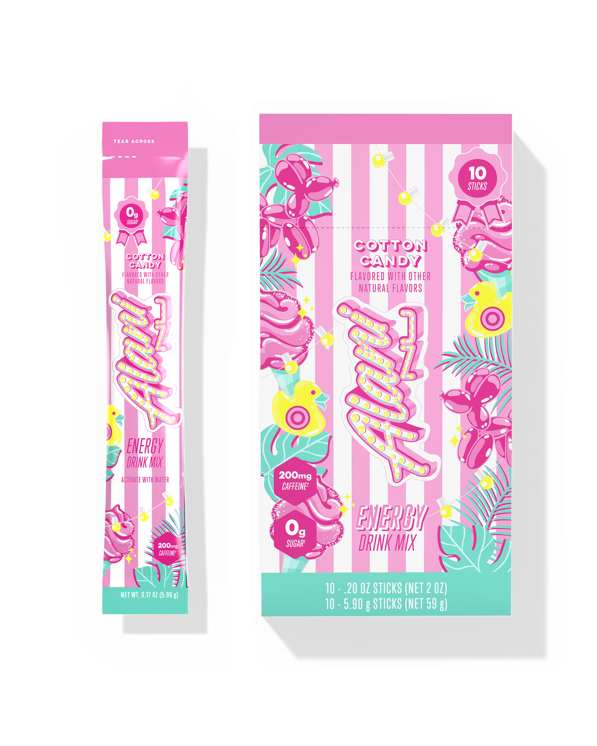Cotton Candy Energy Sticks - 10 Pack
