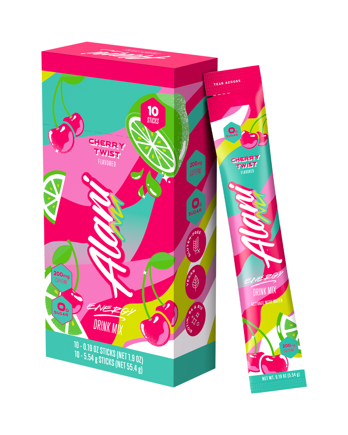 Cherry Twist Powdered Energy Sticks, 10 Pack