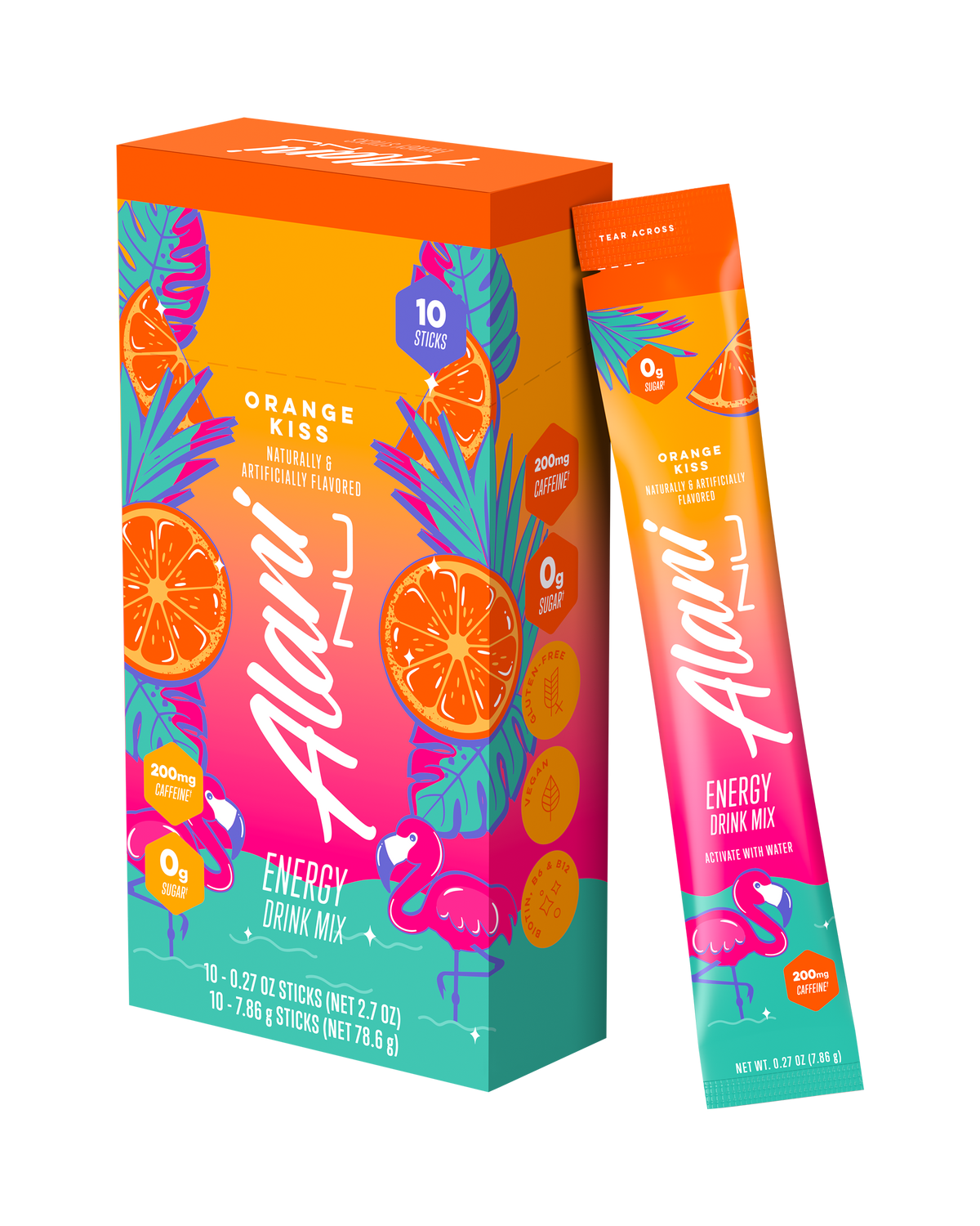 Orange Kiss Energy Sticks, 10 Pack