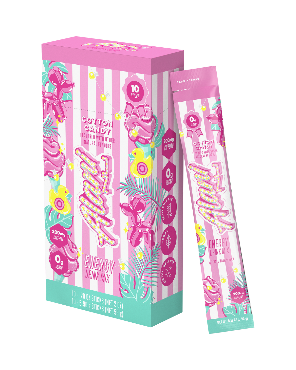 Cotton Candy Energy Sticks - 10 Pack