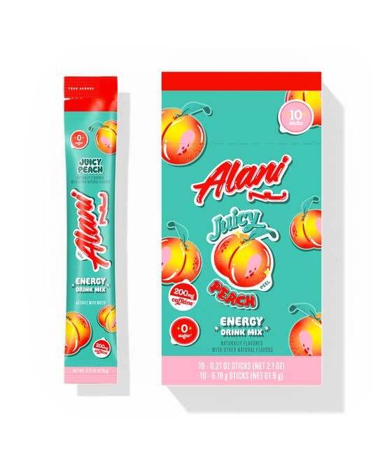 Juicy Peach Powdered Energy Sticks, 10 Pack