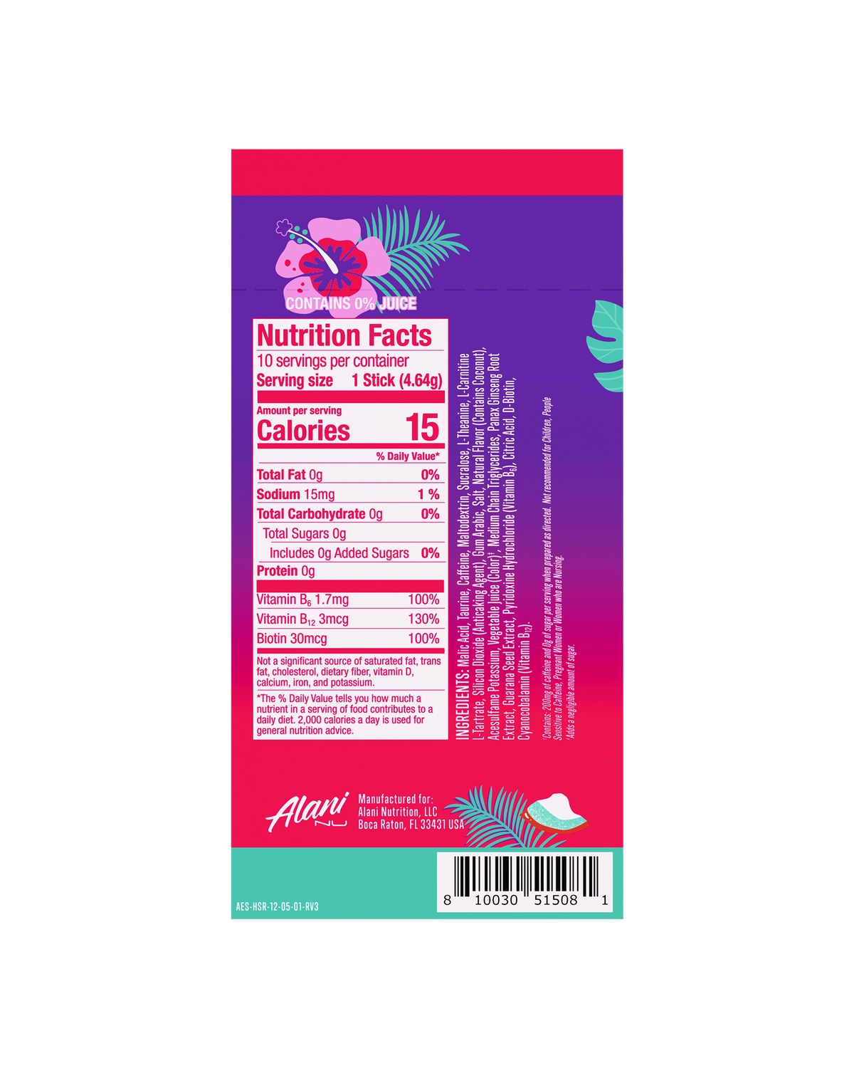 Hawaiian Shaved Ice Energy Sticks – 10 Pack