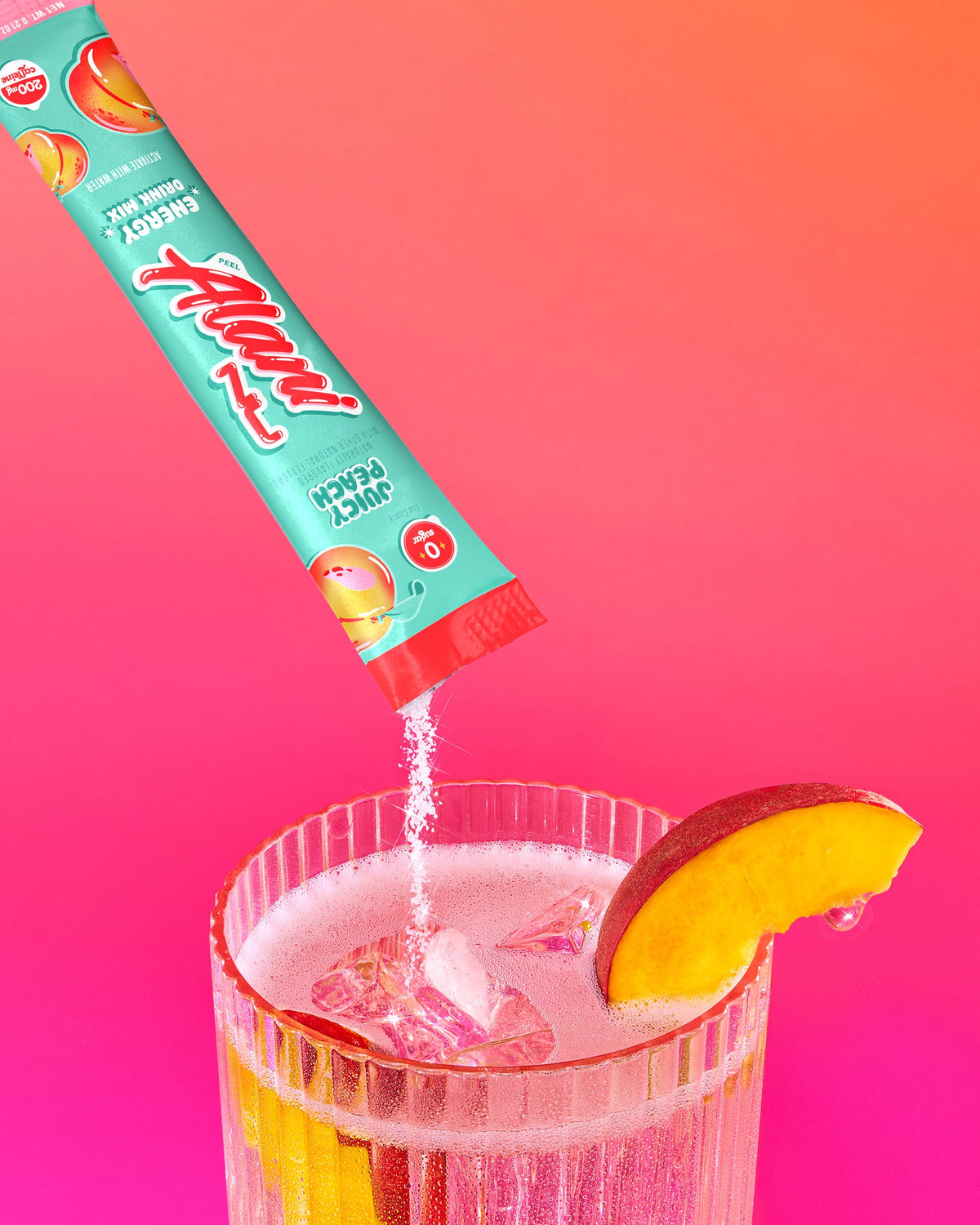 Juicy Peach Powdered Energy Sticks, 10 Pack