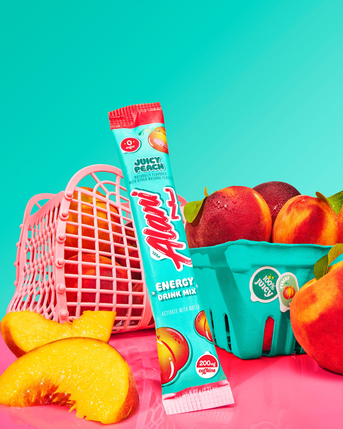 Juicy Peach Powdered Energy Sticks, 10 Pack