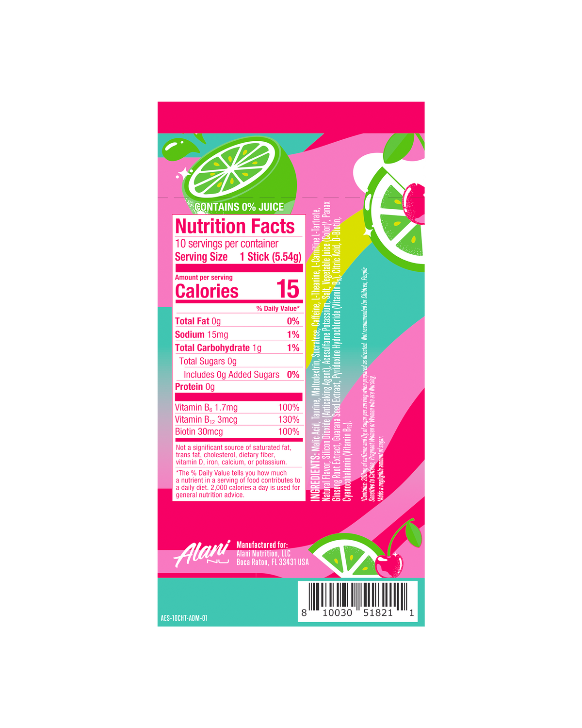 Cherry Twist Powdered Energy Sticks, 10 Pack