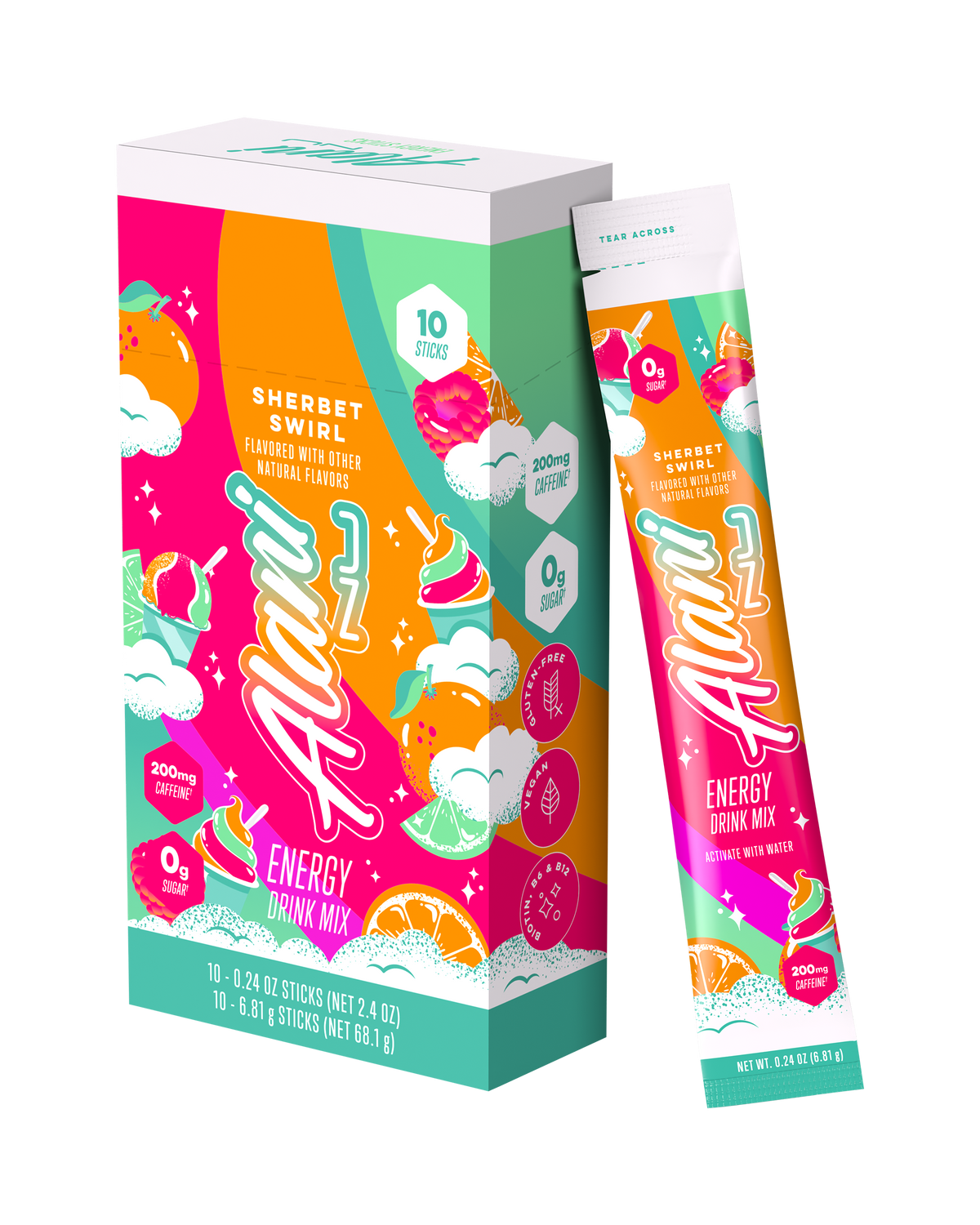 Sherbet Swirl Energy Sticks - 10 Pack