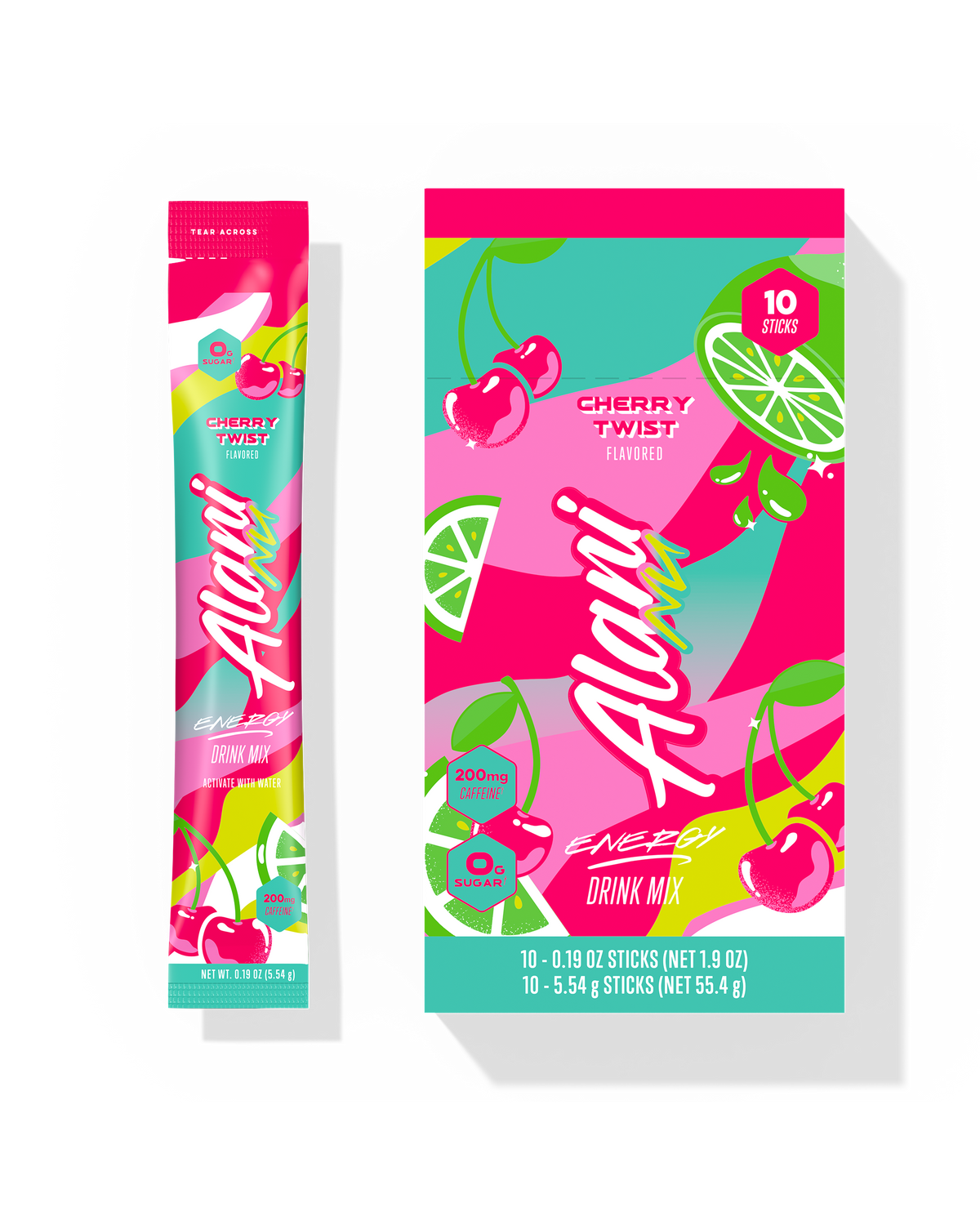 Cherry Twist Powdered Energy Sticks, 10 Pack