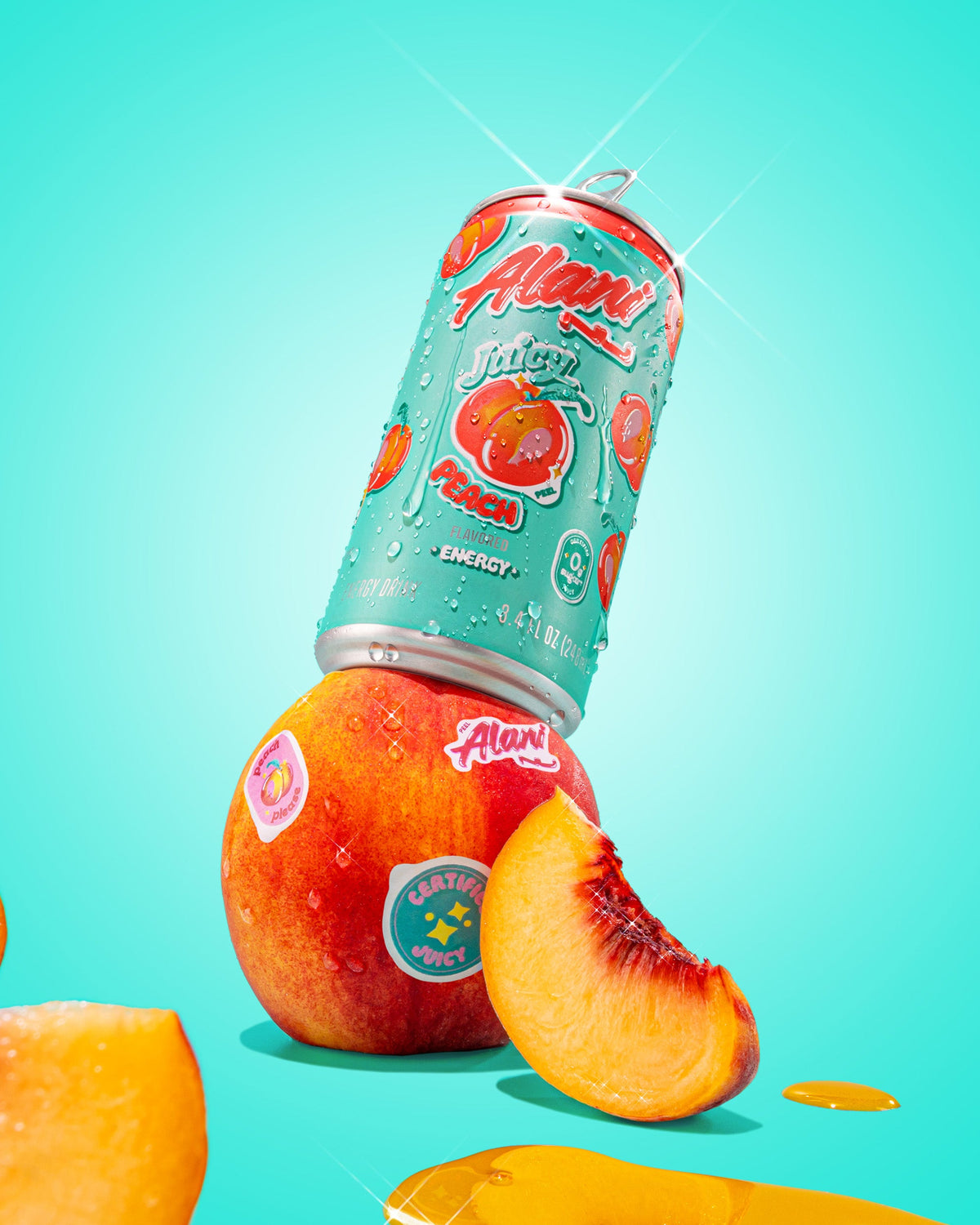 Juicy Peach Mini Energy Drinks – Zero Sugar, 24 Pack